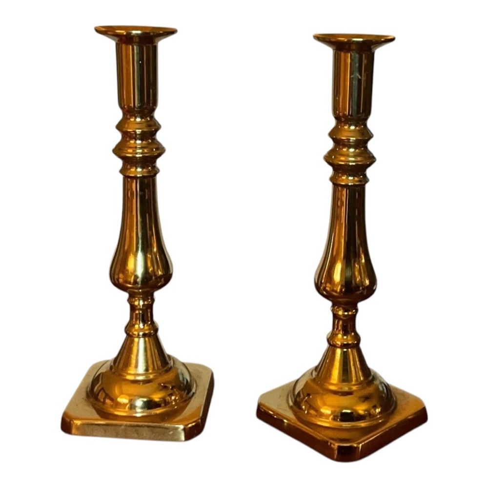 Vintage Pair Harvin Virginia Metalcrafters Brass Candlesticks 7.25”Tall